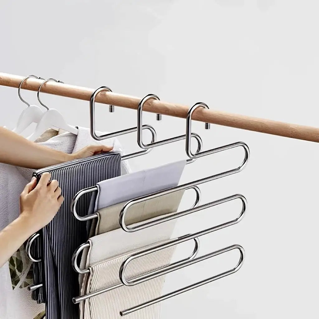 Five-layer stainless steel trouser rack，used for wardrobe storage, suitable jeans and trousers, space-saving design Zpaxo 1pc