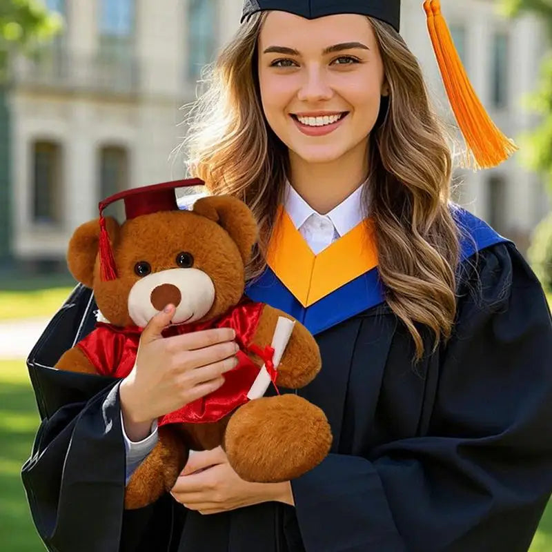 Bear With Graduation Hat Toys Stuffed Toy Doll With Hat Soft Plush Pillows Portable Comfortable Toy For Family Friends Children Zpaxo