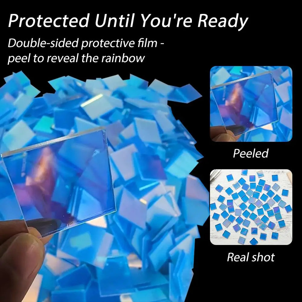 Mini Holographic Acrylic Blocks 100-300pcs | DIY Wall Decor Acrylic Craft Tiles Zpaxo