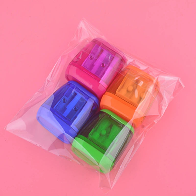 4PCS Dual-Hole Pencil Sharpeners With Lid And Shavings Container Portable Manual Sharpener Set For Colored Pencils Zpaxo 4PCS