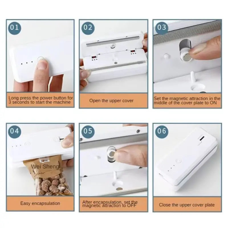 2 In 1 Mini Portable Sealing Machine Food Packaging Machine Kitchen Sealing Machine USB Charging Model Zpaxo