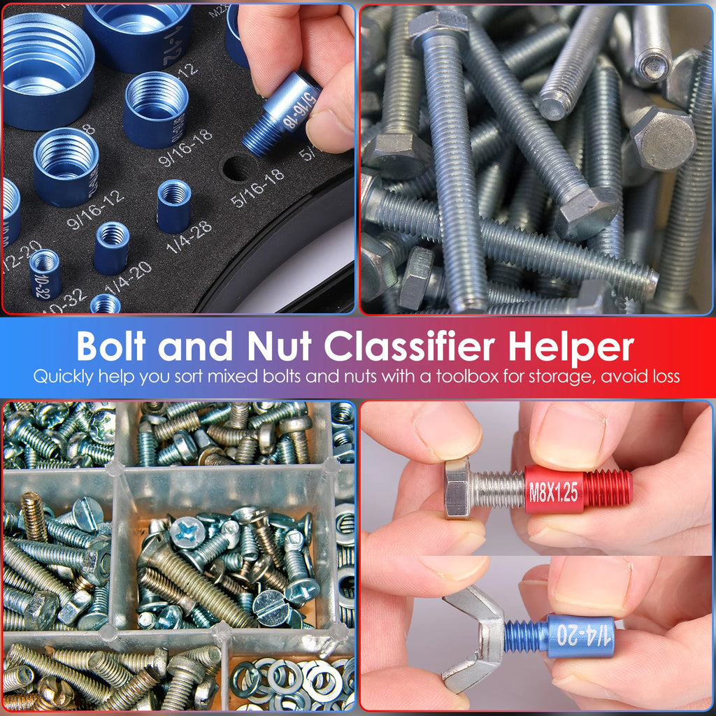 Thread Checker Metric & Imperial & US Nut and Bolt Thread Checker 28 Inch & 24 Metric Thread Gauge Bolt Size Finder for Nut Bolt Zpaxo