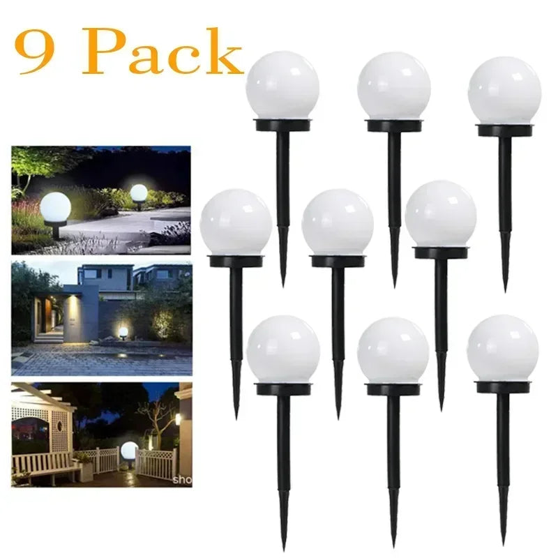 Solar Lights Outdoor Sphere 1 3 6 9 LED Garden Light Waterproof Lamp Zpaxo 9PCS