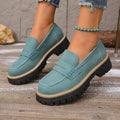 Women Outdoor Platform Loafers Thick Heel Slip on Shoes Spring Autumn British Style Shoes Woman Comfortable Flats Sneakers Women Zpaxo green 38