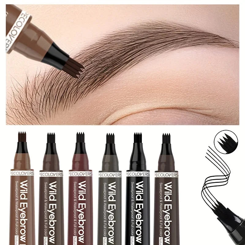 6 Colors Eyebrow Pen Waterproof 4 Split Tip Eyebrows Tattoo Liquid Zpaxo