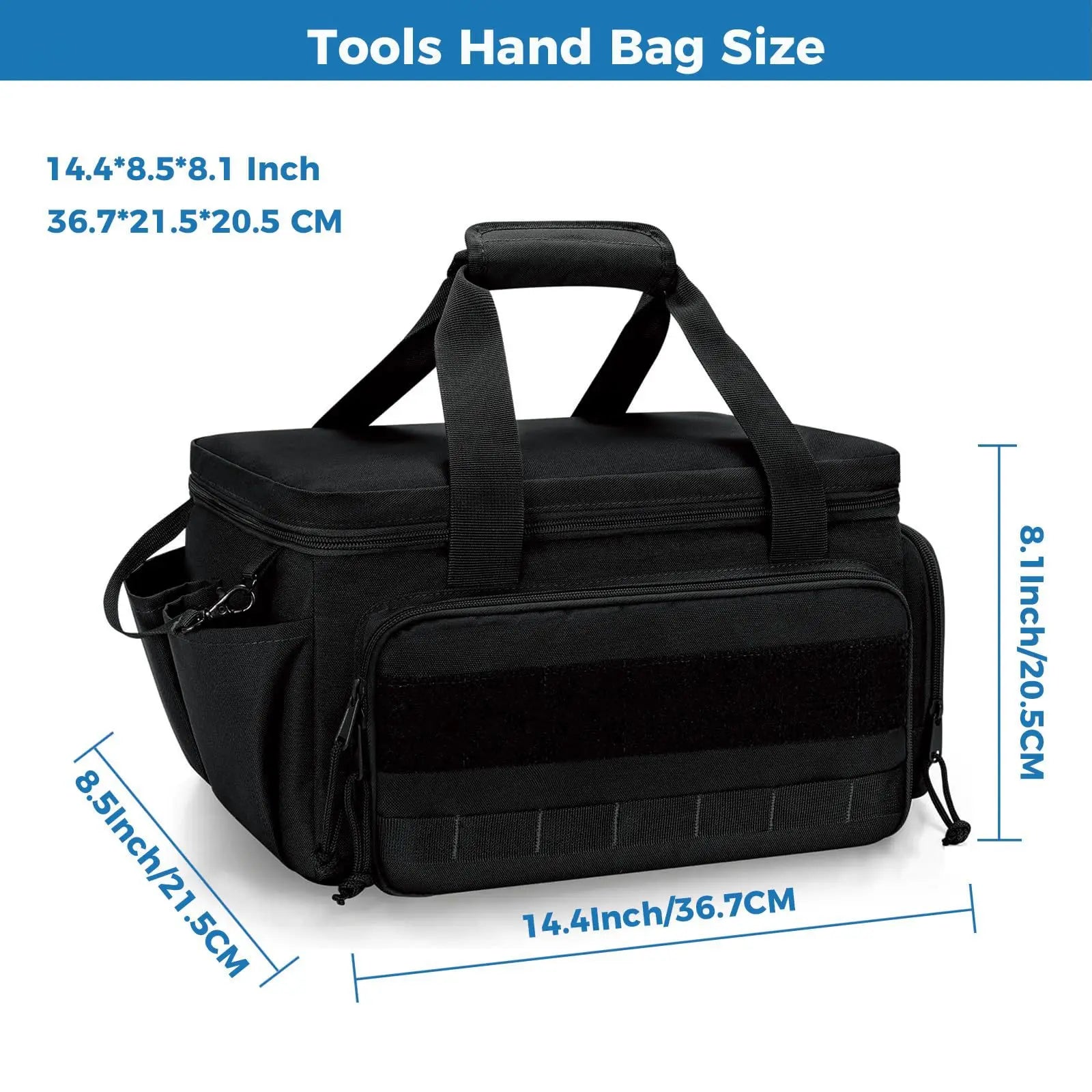 14" Heavy Duty Tactical Tool Bag Non-Slip Base Multipurpose Work Organizer for Handyman,Carpenter,Durable Portable Tool Storage Zpaxo