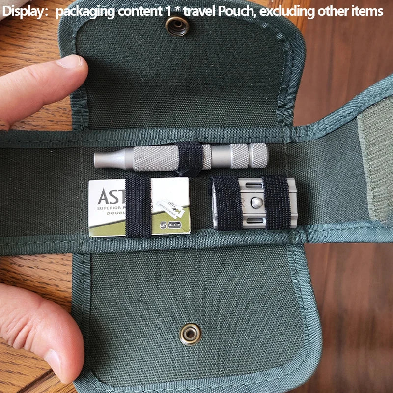 2026 Hot Sale YAQI Dark Green Color travel Bag Pouch for Men Shaving Safety Razors Zpaxo