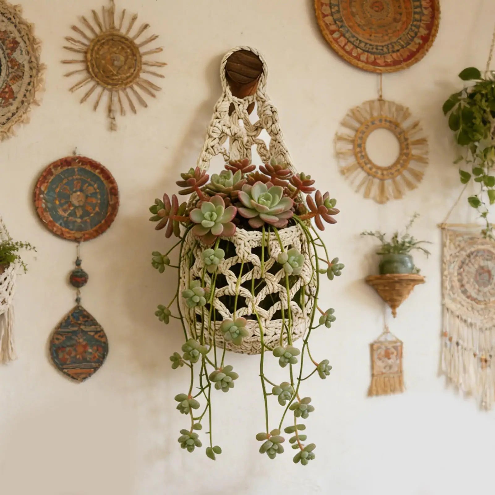 Boho Macrame Plant Hangerbasket Succulents Cotton Rope Woven Hanging
