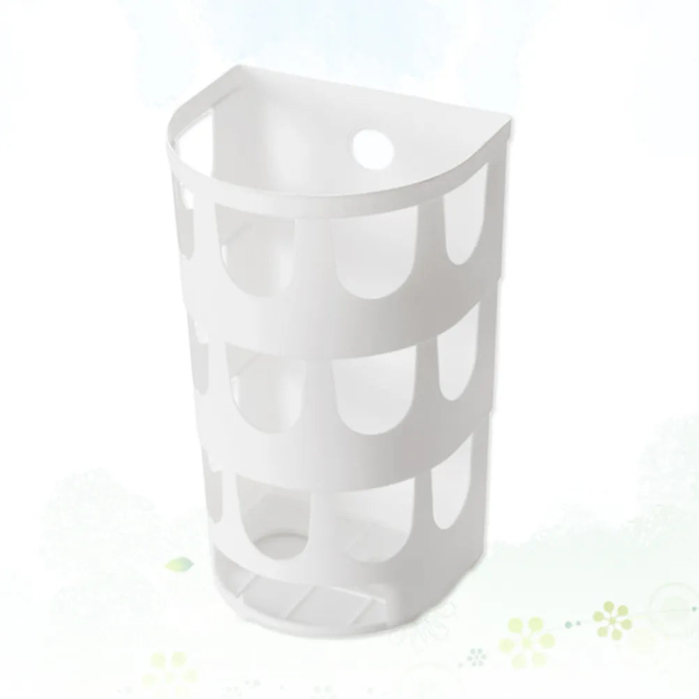 Garbage Bag Storage Box White Wall Mounted Hollow Design Adhesive Zpaxo White