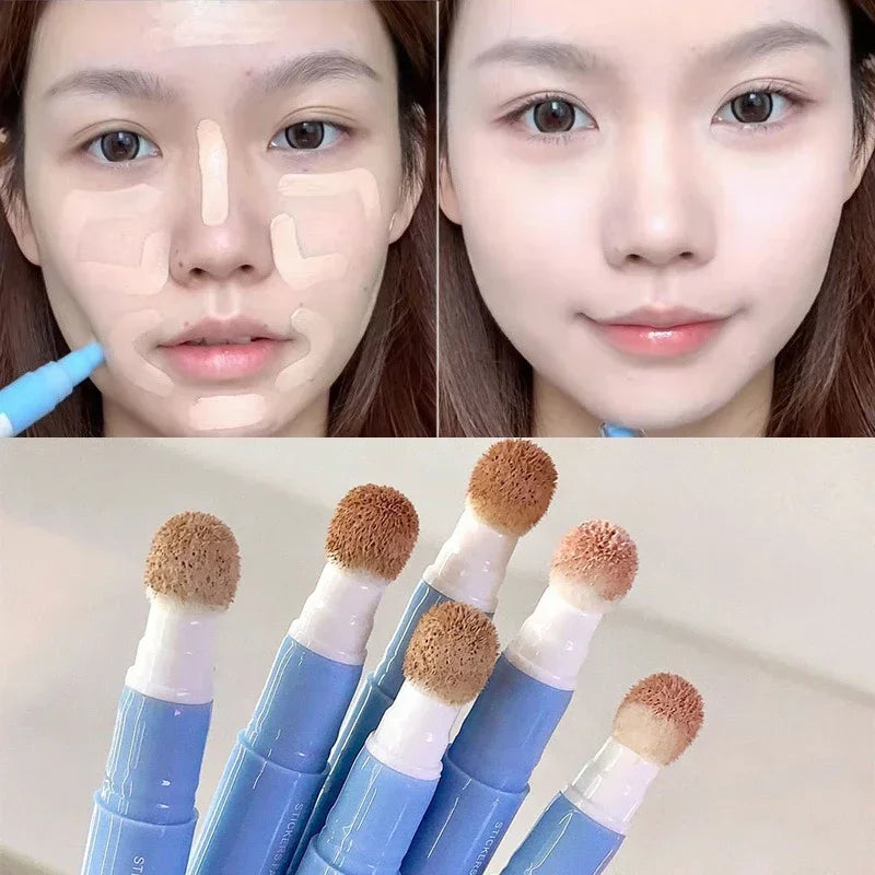 Sponge Head Concealer Pen Lasting Waterproof Moisturizing Liquid Foundation Coverage Pores Dark Circles Oil Control Concealer Zpaxo
