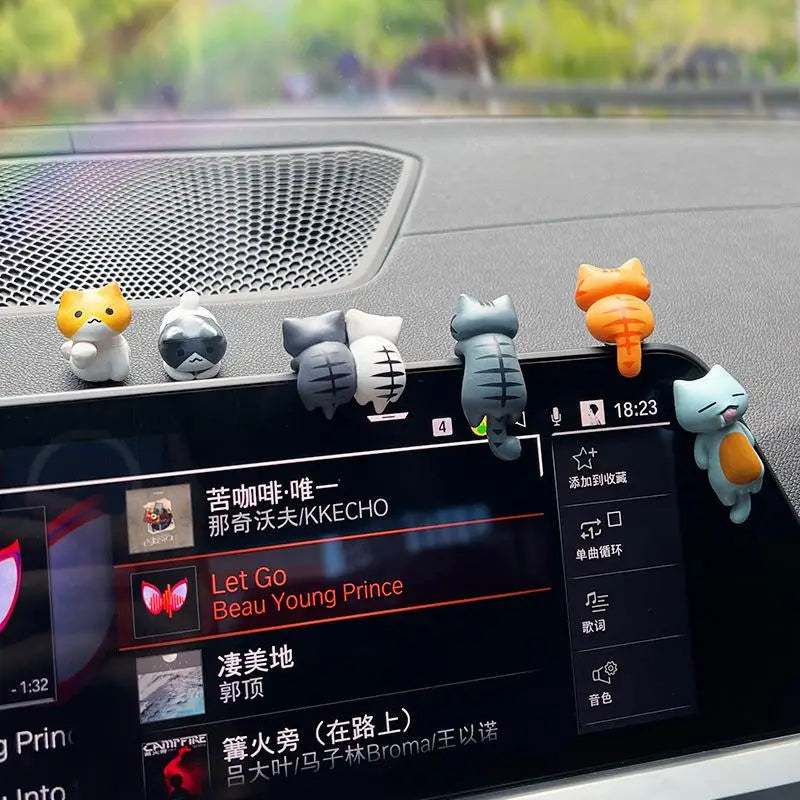 Cartoon Cat Figurines Car Dashboard Cute Miniature Accessories Zpaxo