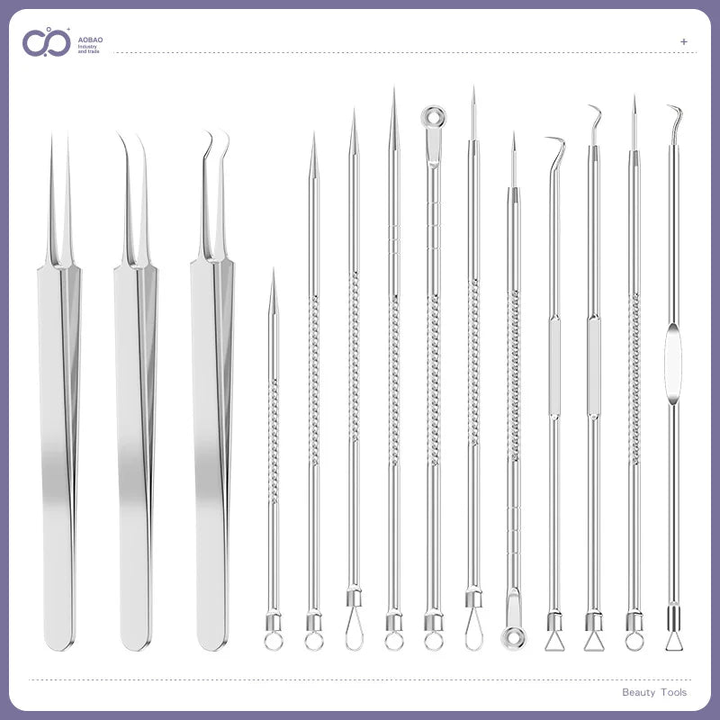 8/5/4PCS Hair Tweezers Acne Blackhead Removal Needles Kit Black Dots Cleaner Pore Cleaner Deep Cleansing Face Skin Care Tools Zpaxo