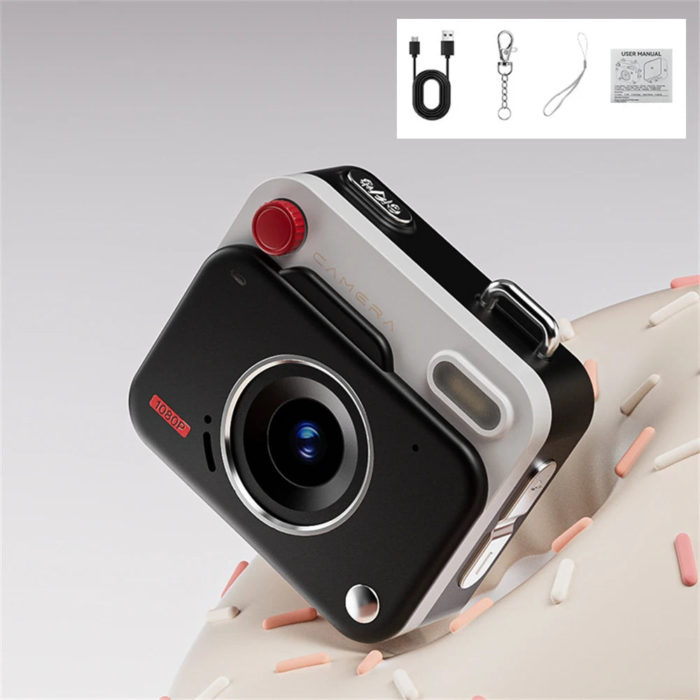 Y6000 Thumb Camera HD 1080P Retro Mini Camera Portable With Screen Flash Lamp Cam Outdoor Travel Photo Recorder CCD Digital Cam Zpaxo Black Camera Add 128G