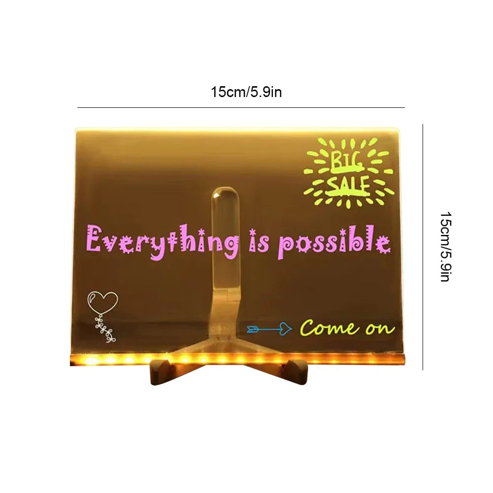Reusable Children's Acrylic Information Board Lighted Drawing Lamp