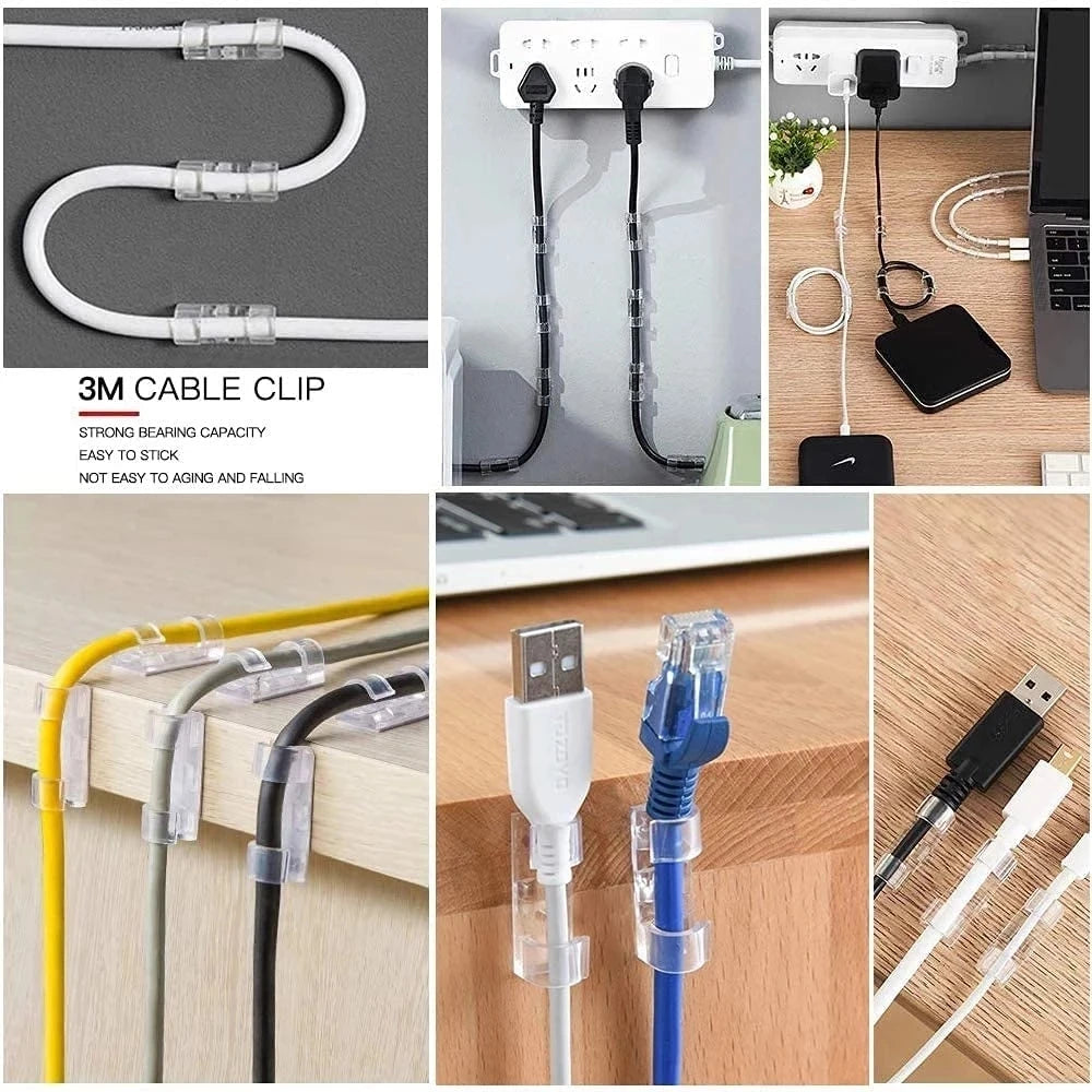 20pcs Adhesive Cable Clip Cable Manager Wire Management Organizer For Desk Office Car Home Wire Clip Clamp Self-Adhesive Sticker Zpaxo