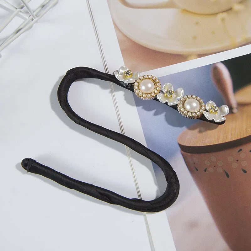 Magic Elegant Pearl Flower Bun Maker Lazy Hair Curlers Styling Accessories Hairpin Hair Braider Hairstyle Twist Hair Accessories Zpaxo Pearl Flower
