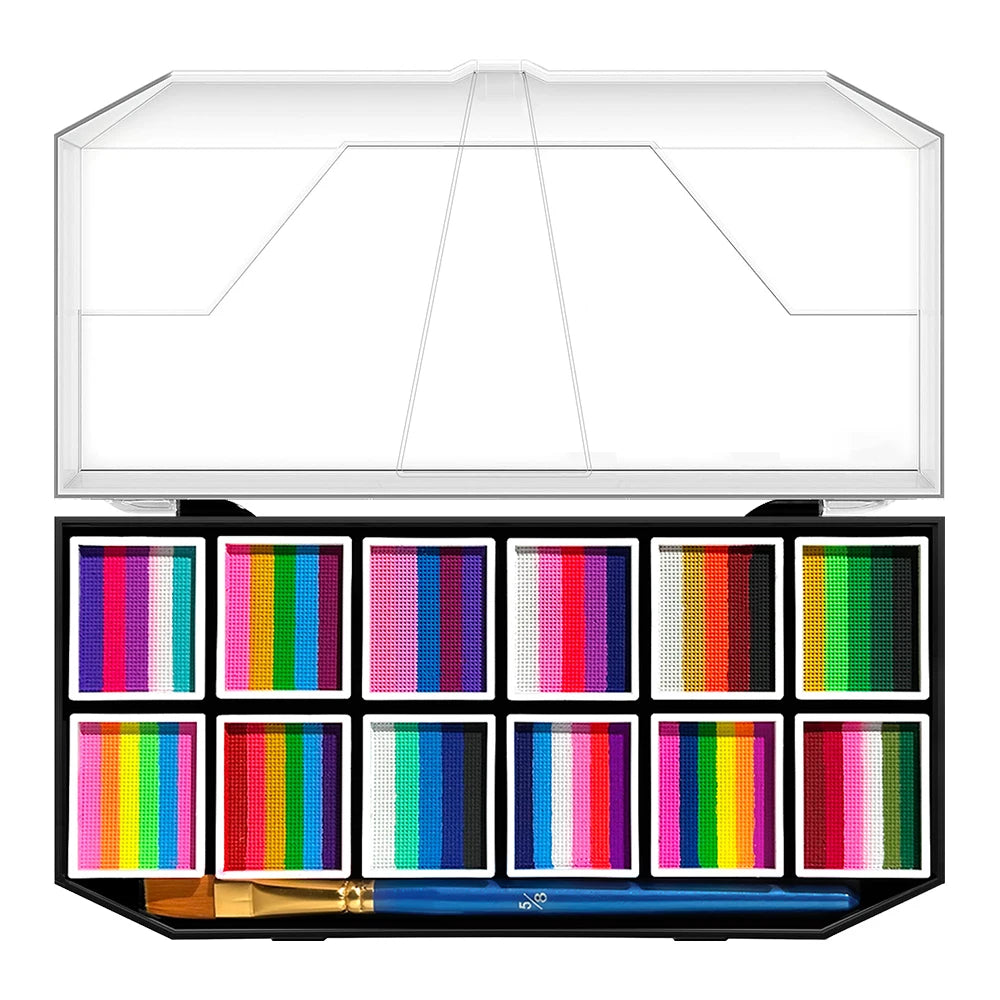 12 Grids Face Body Rainbow Water-based Facepaint Painting Colorful Zpaxo 12 Grids color