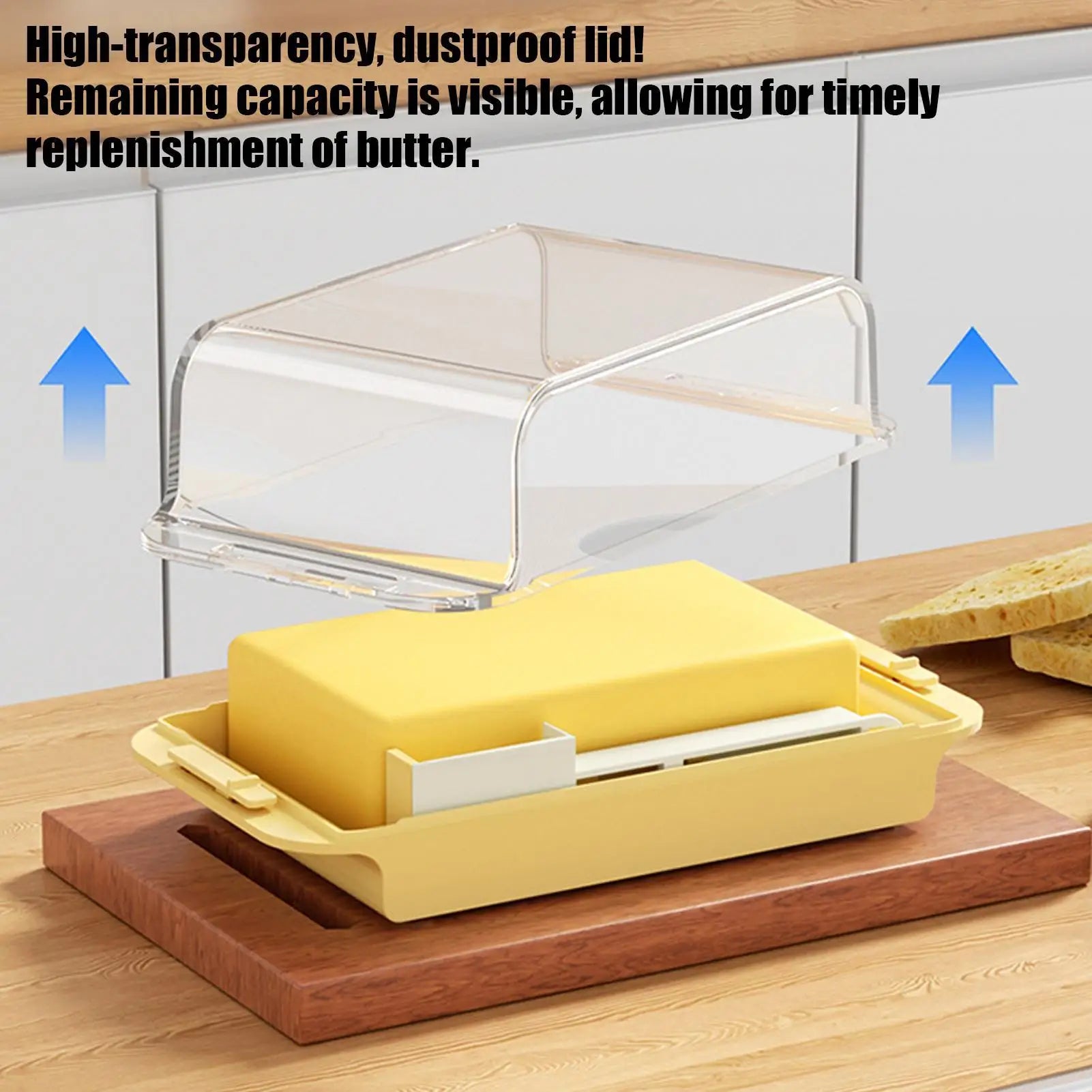 Butter Dish Lid Farmhouse Clear Airtight Keeper Container Elegant
