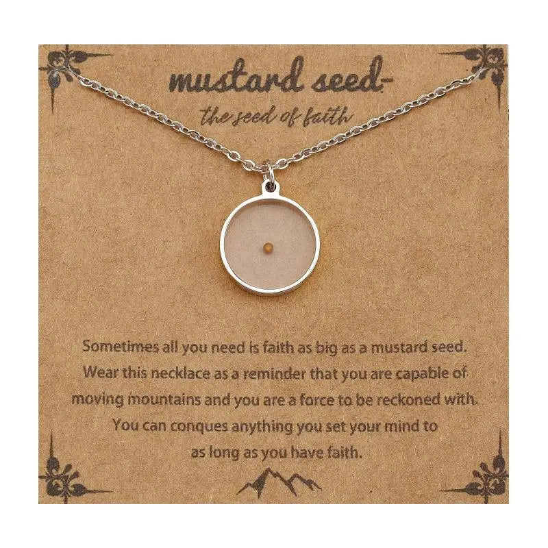 Christian Mustard Seed Gold Stainless Steel Pendant Faith Silver Chain Zpaxo A10