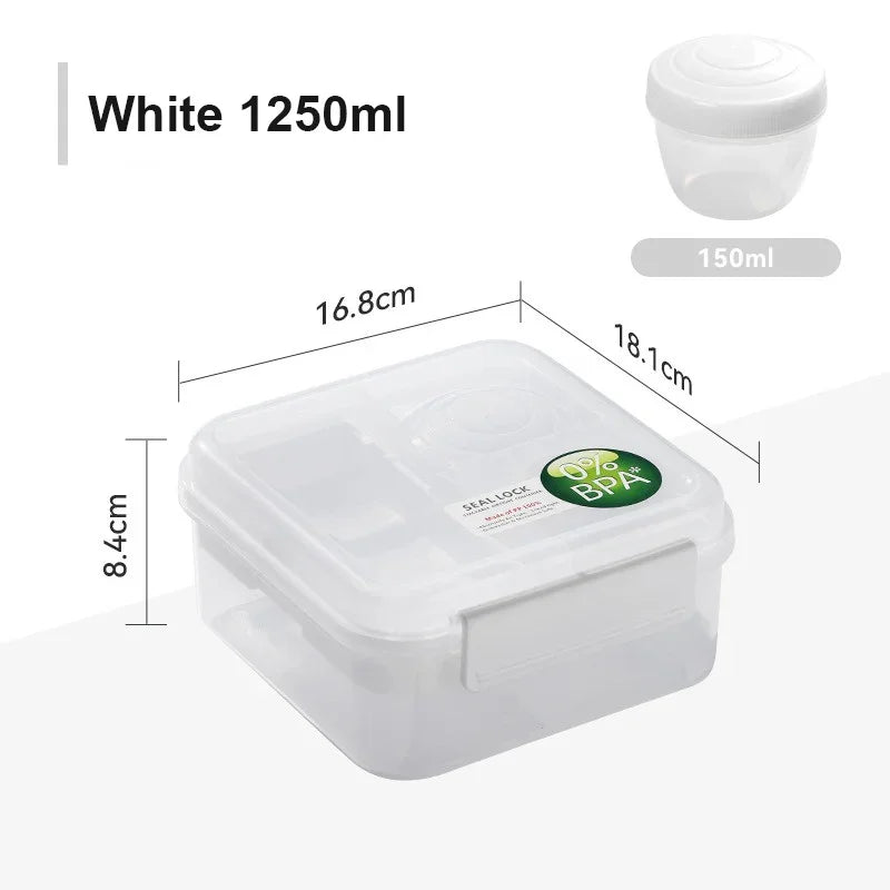 Portable Handle design Double layer Lunch box Compartment Bento Boxes Students Toddler Bento Containers Outdoor Salad Picnic box Zpaxo Medium White