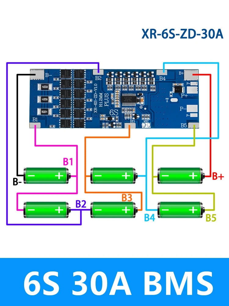 6S 10A 20A 30A 22 2V Li-ion Lithium 18650 Charge Protection Board Zpaxo 6S 30A BMS 5PCS