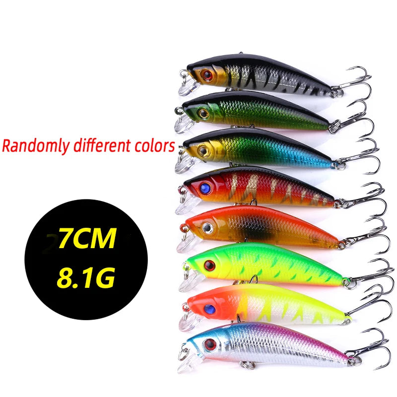 Minnow Fishing Lures 7cm 8.1g – Biomimetic Hard Bait Set Minnow Fishing Lure Zpaxo MI012 5pcs Random Colors