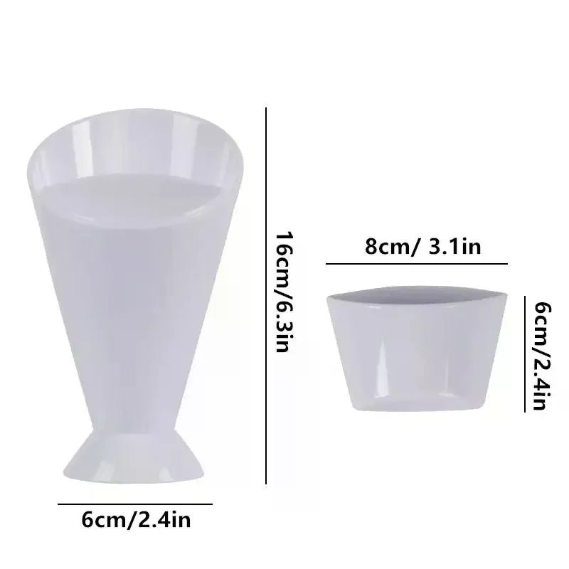 Fries Shelf Holder Assorted Sauce Chips Dip Snack Cone Stand Plastic Dip Cup Two Cup-mouth Tableware Tray Container Kitchen Tool Zpaxo