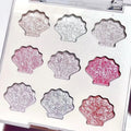 Shell Eyeshadow Palette Sparkling Pearlescent Glitter Eye Shadow Plate Diamond Highlight Eye Makeup Cosmetic for Autumn Winter Zpaxo 9 colors