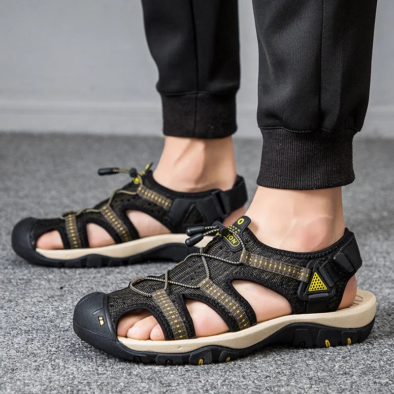 Summer Men Sandals Leather Mens Casual Shoes Outdoor Beach Roman Zpaxo