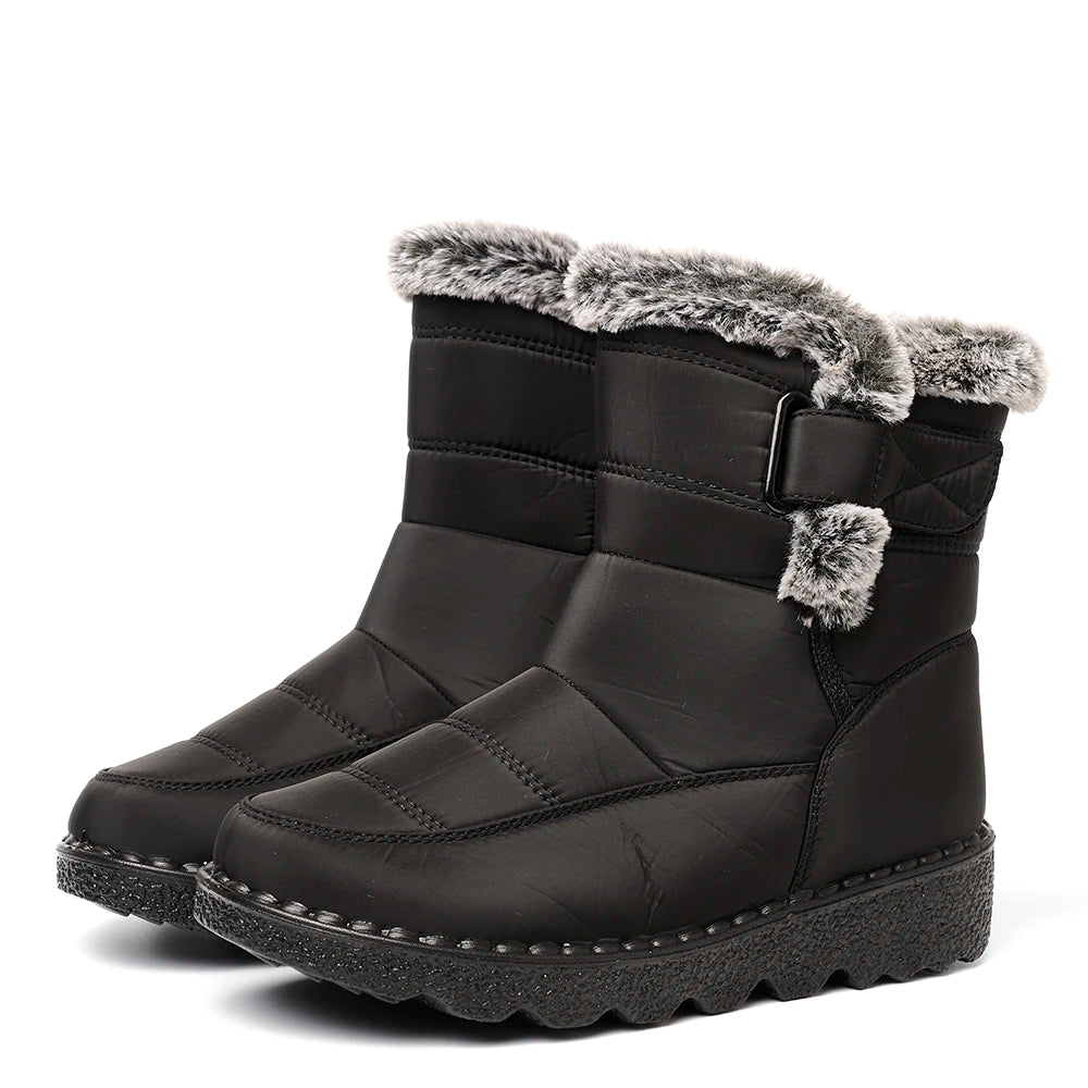 Winter Women Boots Waterproof Snow Casual Platform Ankel Warm Fur Zpaxo Black 39