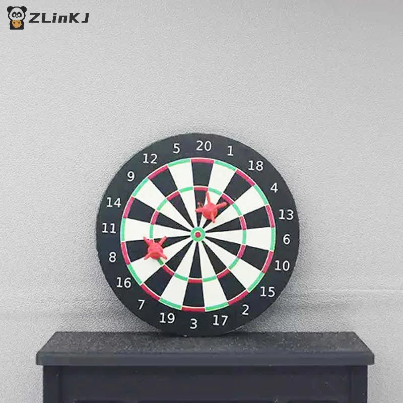 ▶1set Miniature Dollhouse Dart Board Darts Game Set Play Doll House Miniaturas Home Decor Accessories Toy Pretend Play Toy Zpaxo