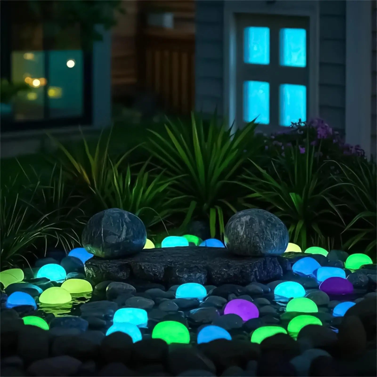 Garden Rocks 20 Colorful Glow Pebbles Landscape Stones Outdoor Vases