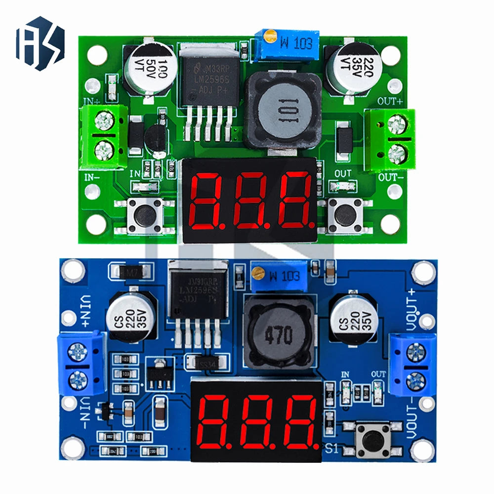 ‌LM2596S Adjustable Buck Converter Module – 4-40V to 1.3-35V DC-DC Step-Down Regulator with 3A/92% Efficiency | Overcurrent Zpaxo