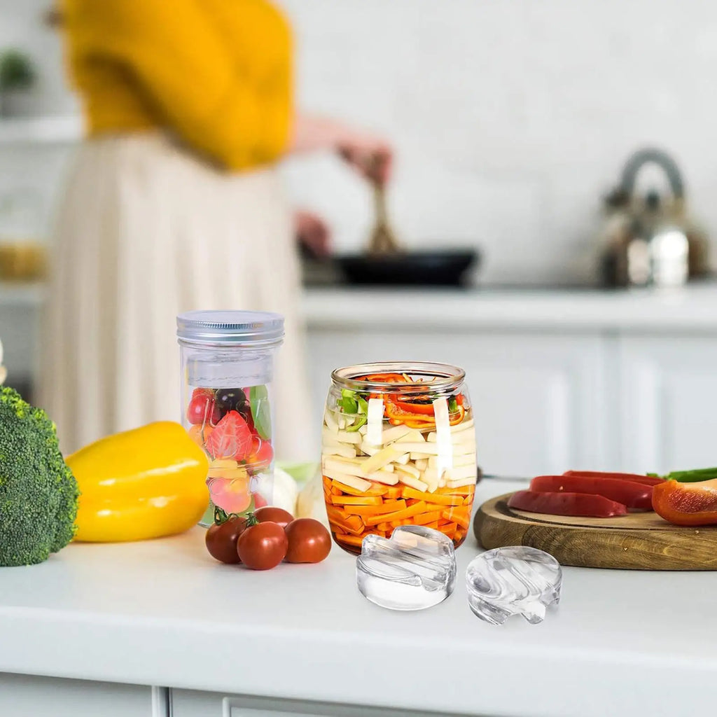 Fermentation Jar Weights Clear Flat Bottom Easy Grip Stones Pickles
