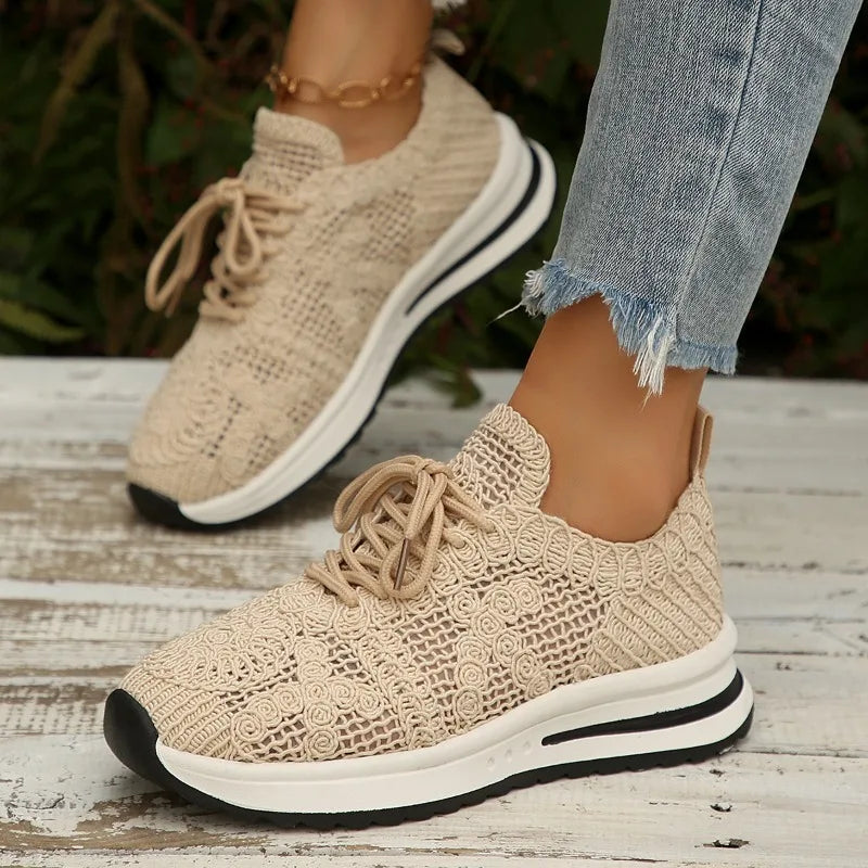 2026 Women's Casual Breathable Mesh Sports Shoes Lace Up Fashion Zpaxo