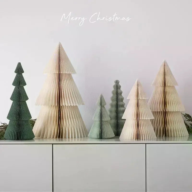 Large Christmas Tree Ornament 3D Honeycomb Ball Folding Paper Xmas Tree Navidad Decoraciones Desktop Hanging Xmas Decor Zpaxo