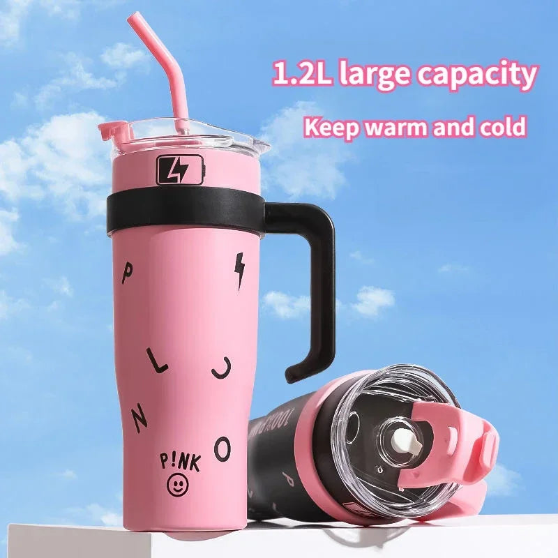 Tumbler Handle Straw Lid Vacuum Insulated Water Bottle Cover Silicone