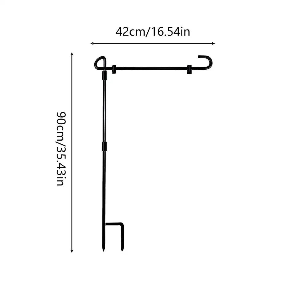 Garden Flag Holder Heavy Duty Metal Stand Windproof Clips Outdoor