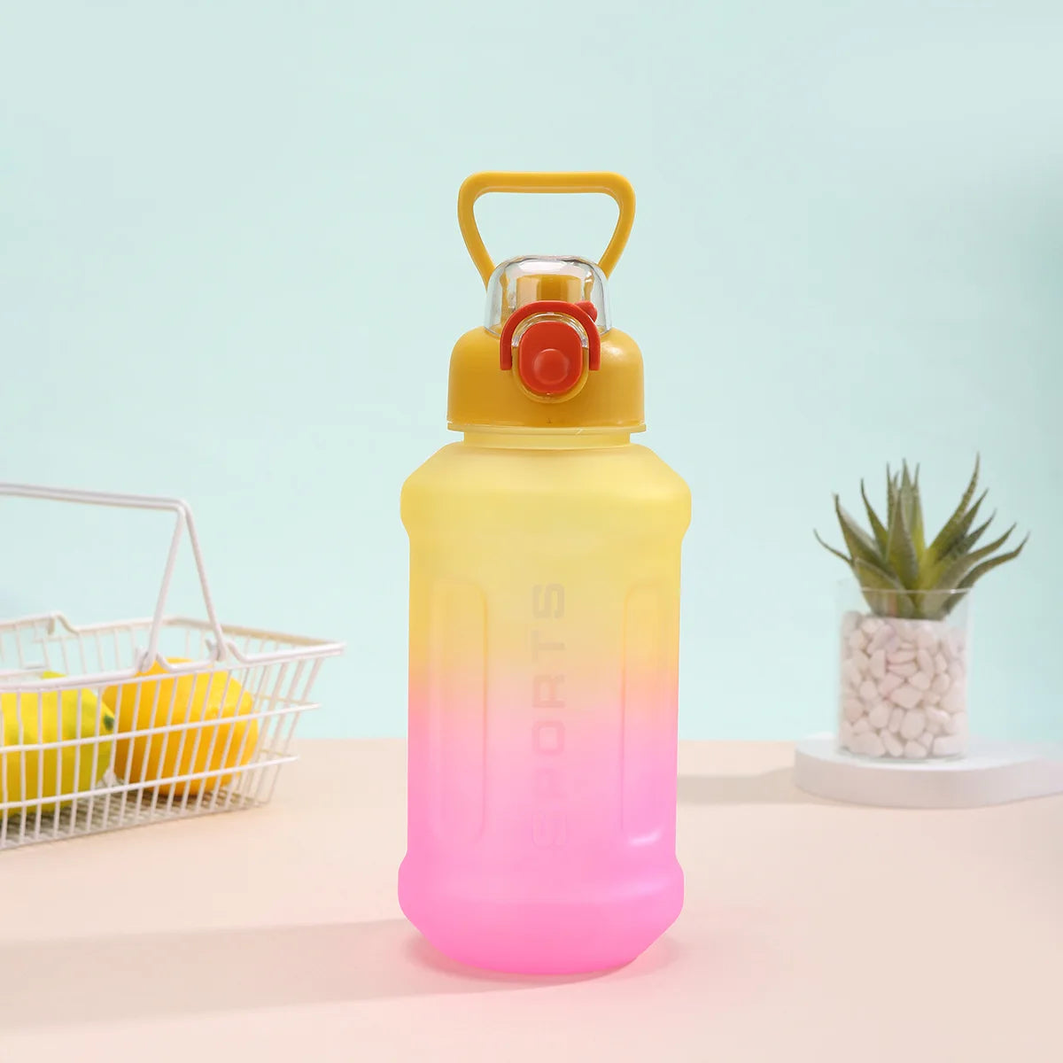 1300ml Gradient Sports Water Bottle with Straw – BPA-Free Sports Water Bottle Zpaxo 1300ml Yellow pink gradient