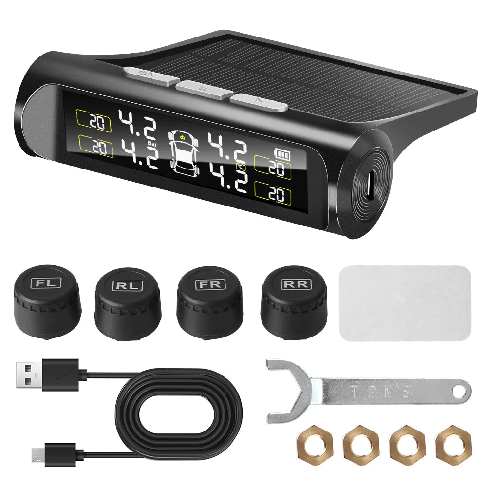 Auto Security Alarm External Sensor 2025 Solar Power Car TPMS Tyre