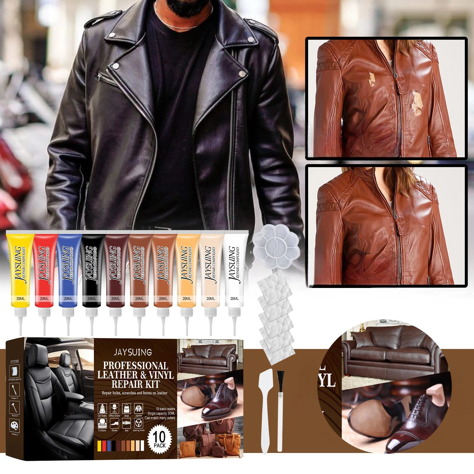 Leather Seat Repair Vinyl Paste Car Seats Couch Boat Sofa Purse