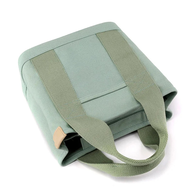 Handheld Thickened Canvas Mobile Phone Bucket Tote Bag Small Bag with Zipper Compartment Bag Simple Shoulder Bag Birthday Gift Zpaxo