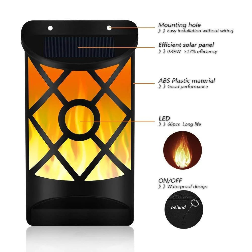 Solar Flame Lamps Outdoor LED Light Waterproof IP65 Lamp Fence Patio Zpaxo