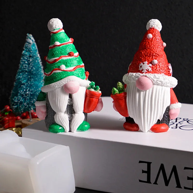 Christmas Gnome Silicone Mold – Santa Figurine & Candle Mold
