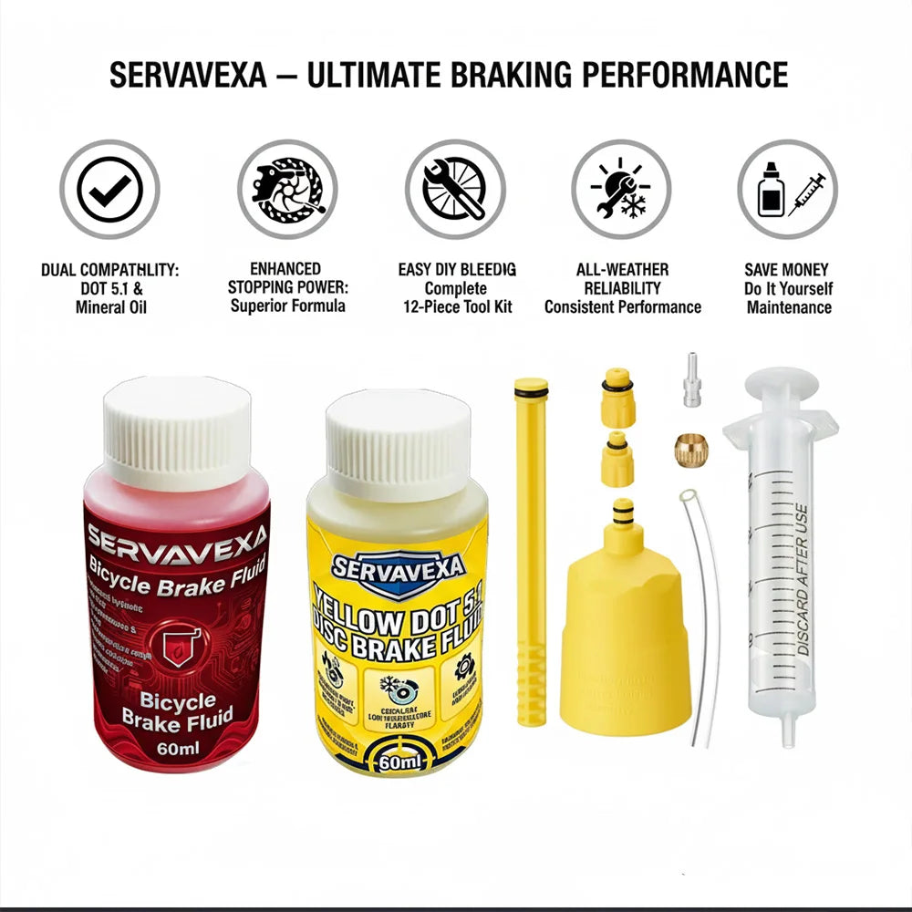 Hydraulic Bike Brake Bleed Kit + 60ml DOT 5.1 & Mineral Brake Oil Fluid, Disc Brake Maintenance Syringe Funnel Tool Set Zpaxo