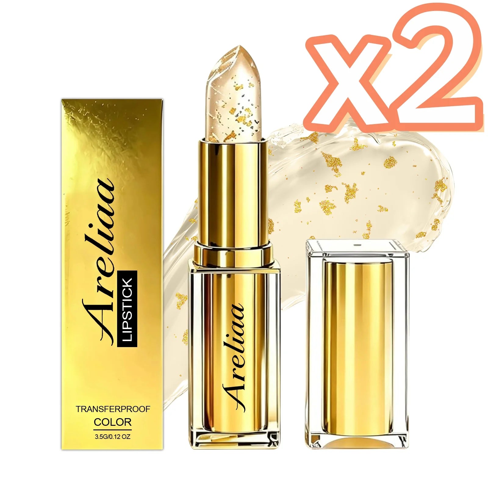 Gold Foil pH Color Changing Lip Balm | Moisturizing Lip Gloss Color Changing Lip Gloss Zpaxo 1pc Boxed x 2
