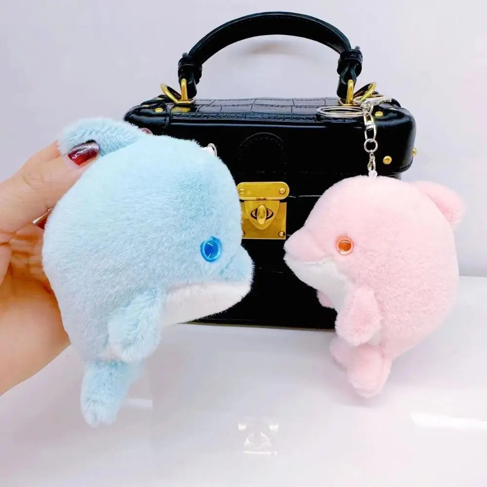 Cute Dolphin Doll Keychain Dolphin Soft Fluffy Pom Pom Whale Key Ring Fluffy Cute Cute Dolphin Pendant Decoration Zpaxo