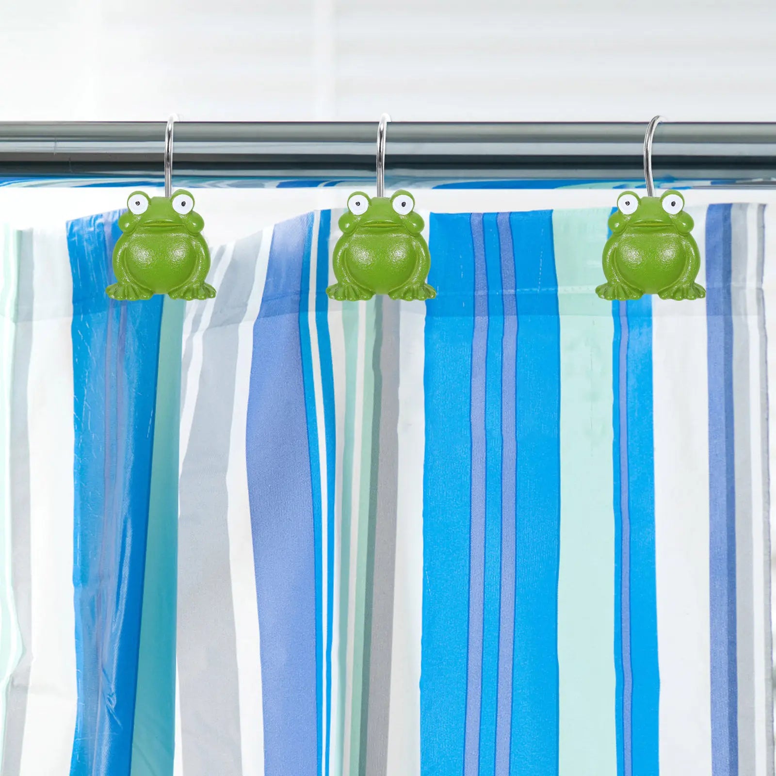 Frog Shower Curtain Hooks Resin Decorative Bathroom Drapery Rings