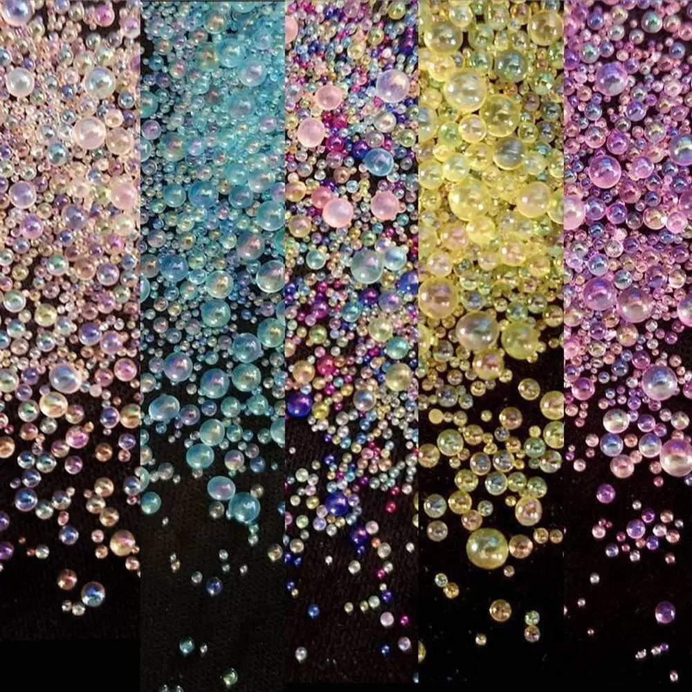Glass Nail Art Aurora Bubble Beads Mixed 3D Decoration Charms Bead Zpaxo