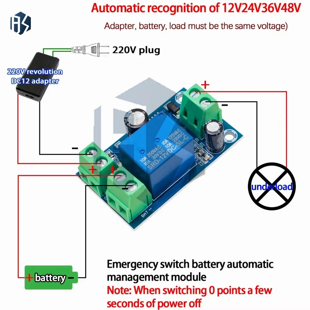 YX-X804 Power-OFF Protection Module Automatic Switching Module UPS Emergency Cut-off Battery Power Supply 12V to 48V Control Zpaxo